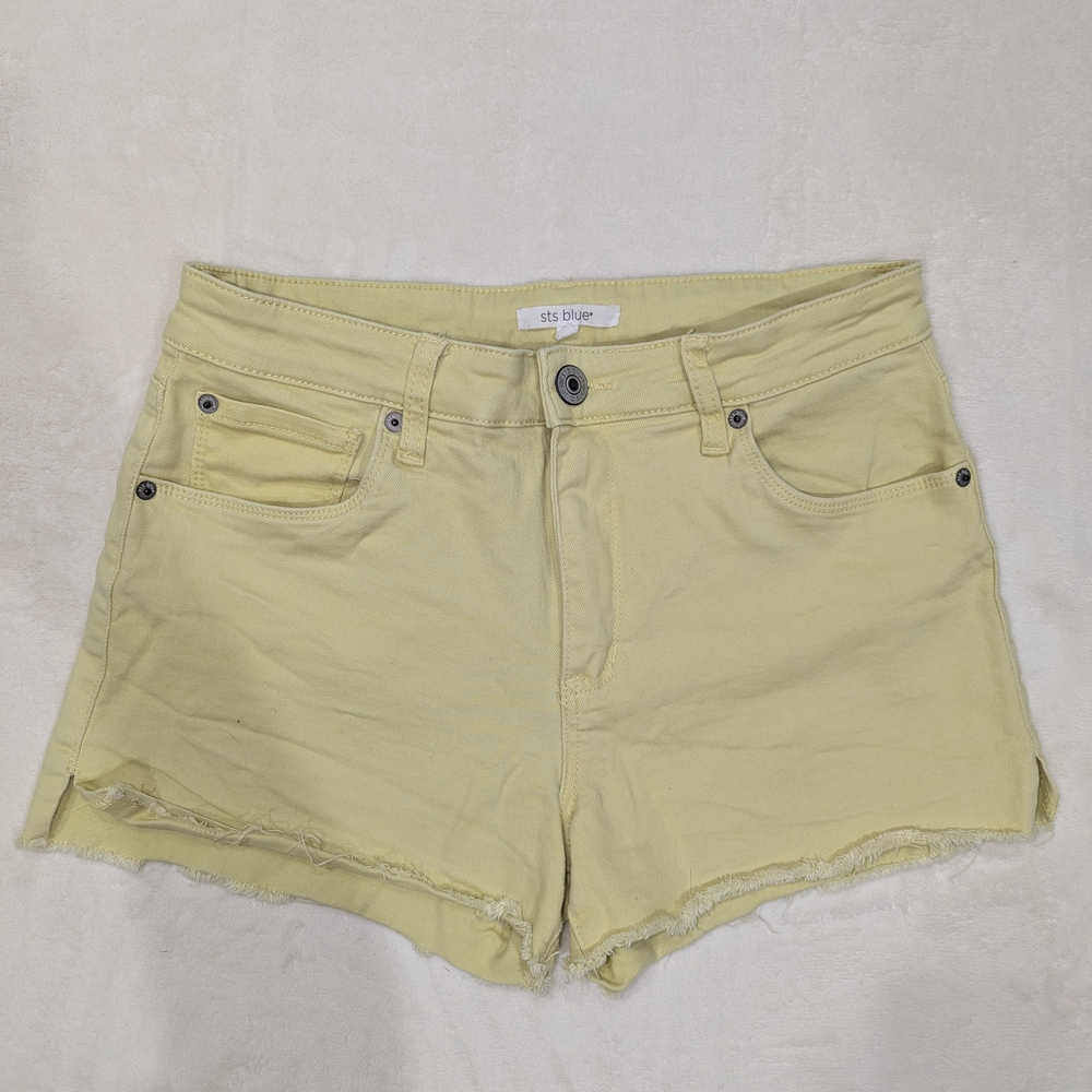 STS Blue Women's High Rise 2.5" Yellow Shorts With Raw Hem
